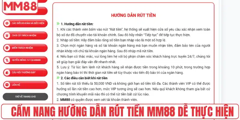Cẩm nang hướng dẫn rút tiền MM88 dễ thực hiện